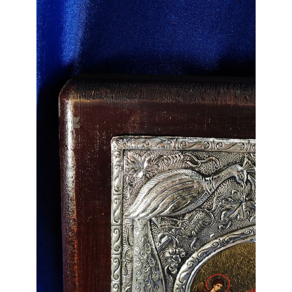 Ексклюзивна ікона Божої Матері Глікофілуса ручний розспис на холсті, срібло та позолота розмір 23,5 Х 30 см E 09 фото