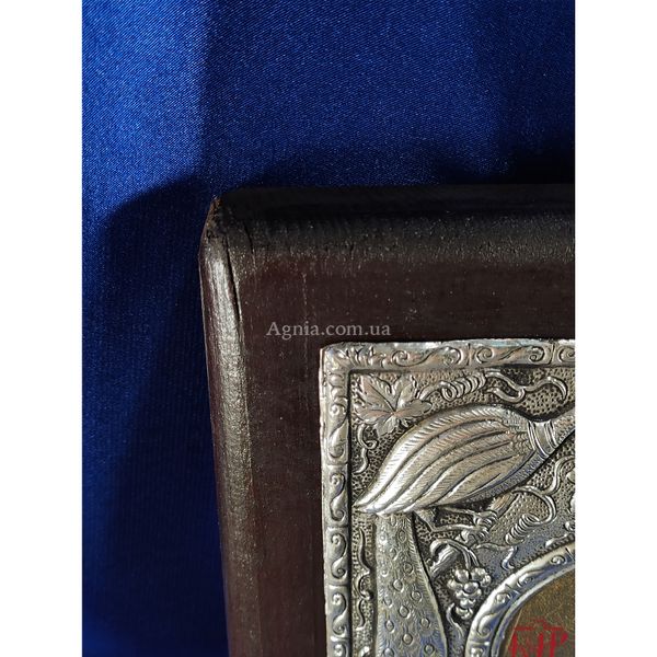 Ексклюзивна ікона Божої Матері Взграння Немовляти ручний розспис на холсті, срібло та позолота розмір 23,5 Х 30 см E 08 фото