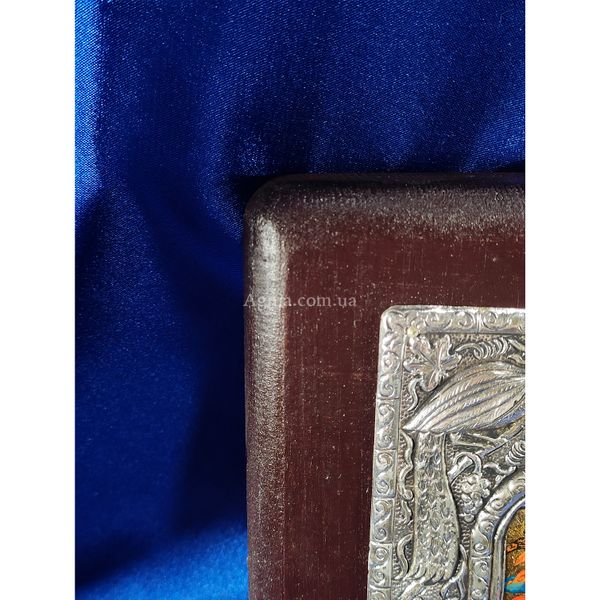 Ексклюзивна ікона Божа Матір Нев'янучий Цвіт ручний розспис на холсті, срібло та позолота розмір 16 Х 20 см E 19 фото