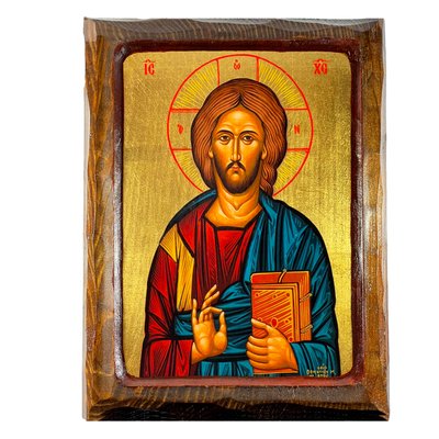 Деревянная писаная икона Спаситель Иисус Христос 23,5 Х 28,5 см m 145 фото