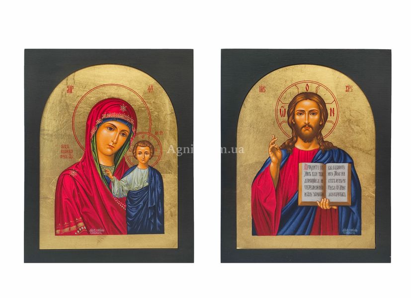 Писана ікона вінчальна пара Ісус Христос і Божа Матір 2 ікони 22,5 Х 29 см m 06-7 фото
