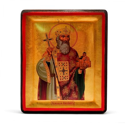 Писаная икона Святой Князь Владимир Великий 15,5 х 20 см m 13 фото
