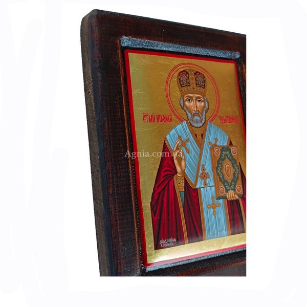 Ікона Святий Миколай Чудотворець писана на холсті 18 Х 24 см m 01 фото