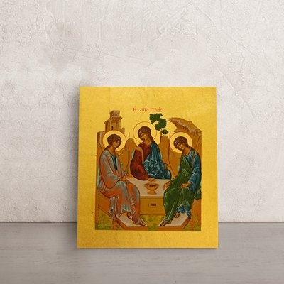 Икона Святая троица писаная на холсте 10 Х 13 см m 100 фото