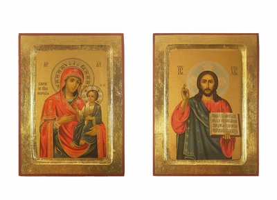 Пара ікон Ісус Христос та Божа Матір Іверська 16,5 Х 22,5 см m 65 фото