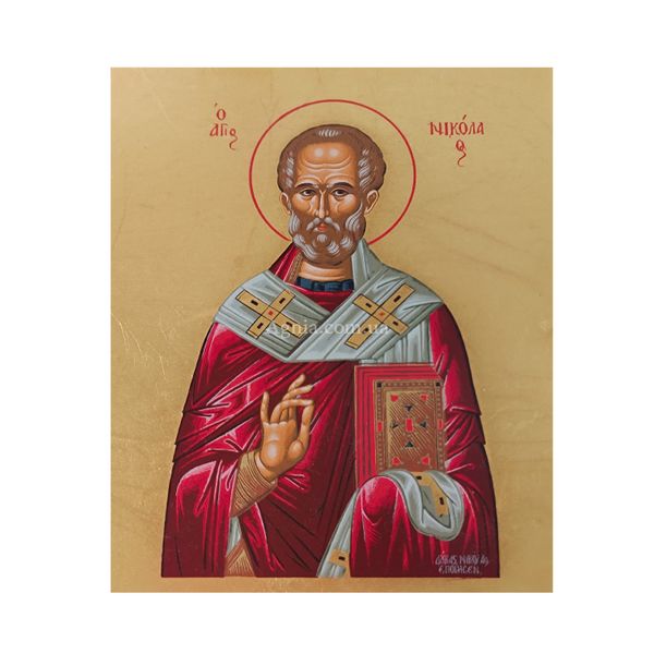 Писаная икона Святого Николая Чудотворца 15 Х 19 см m 27 фото
