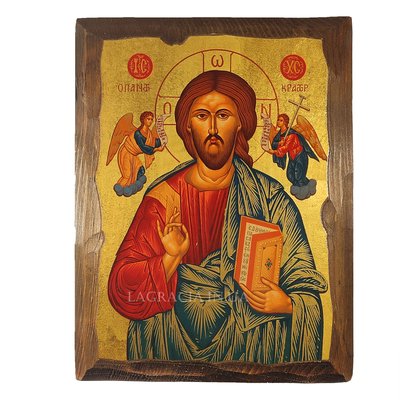 Дерев'яна писана ікона Ісус Христос Вседержитель 22 Х 28 см m 123 фото