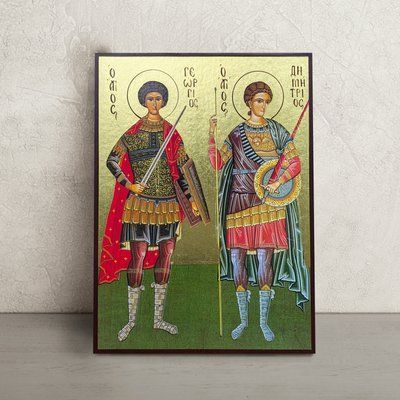 Икона Георгий Победоносец и Димитрий Солунский 20 &times; 26 см L 680 D фото