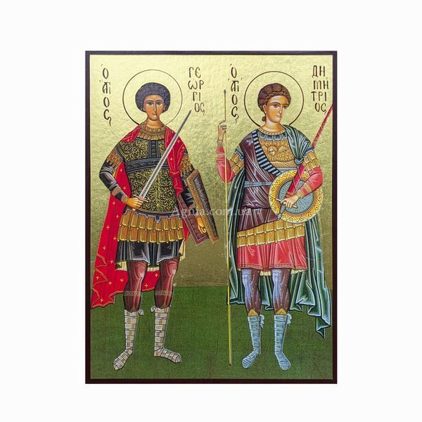 Икона святых Георгия Победоносца и Димитрия Солунского 14 &times; 19 см L 680 фото