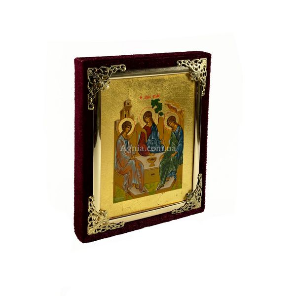 Икона в бархате Святая троица писаная на холсте 13 Х 16 см m 131 фото