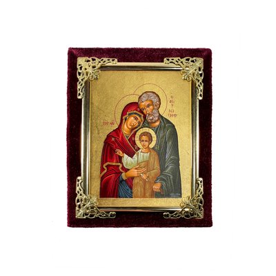 Ікона у бархаті Святе Сімейство писана на холсті 10 Х 13 см m 132 фото