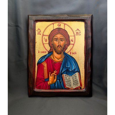 Писаная греческая икона Иисус Христос Спаситель 23,5 x 29 см M 198 A фото