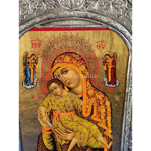 Ексклюзивна ікона Кікська Божа Матір ручний розспис на холсті, срібло та позолота розмір 23,5 Х 30 см E 06 фото