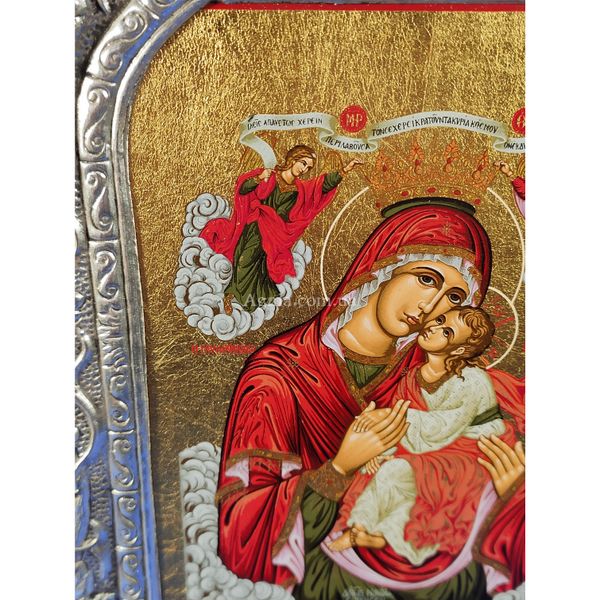 Эксклюзивная икона Божьей Матери Гликофилуса ручная роспись на холсте, серебро и позолота размер 20 Х 25 см E 13 фото