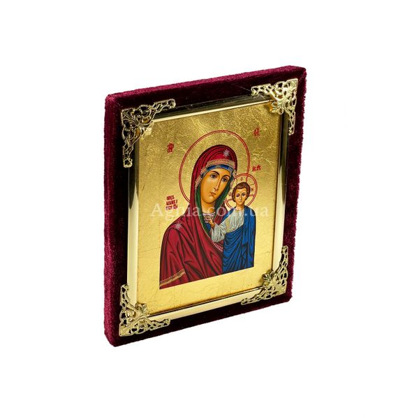 Писана Казанська ікона Божої Матері у бархаті 13 Х 16 см m 135 фото