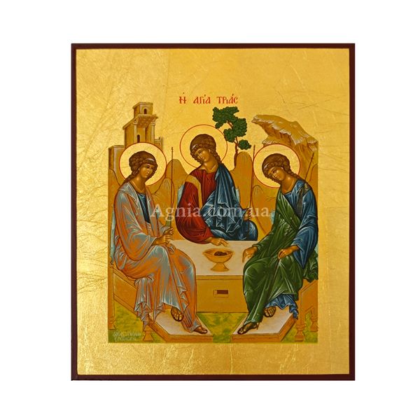 Ікона Свята трійця писана на холсті 15 Х 19 см m 17 фото