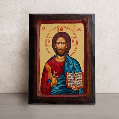 Писана ікона Пантократор Ісус Христос 17,5 Х 23 см M 196 фото
