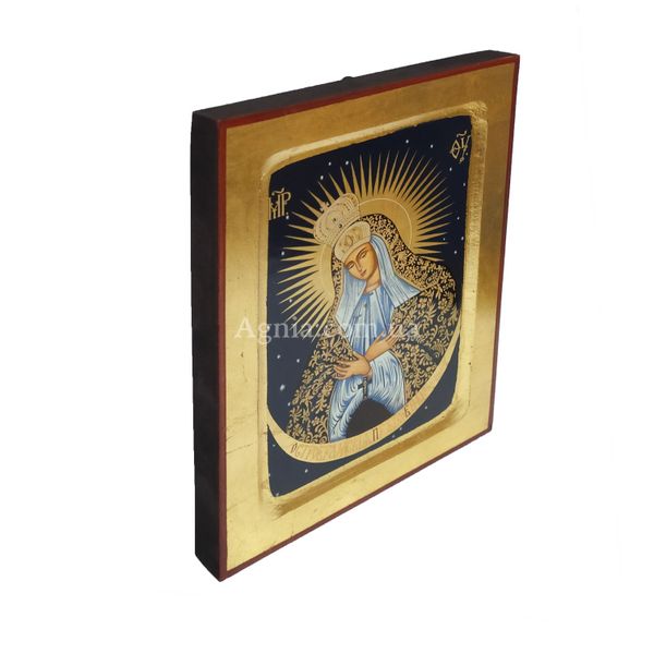 Писаная икона Остробрамской Божией Матери 16,5 Х 22,5 см m 34 фото