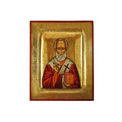 Икона Святого Николая Чудотворца писаная на холсте 13,5 Х 16,5 см m 166 фото