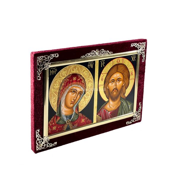 Писаная икона венчальная пара Божья Матерь Иисус Христос 22 Х 15 см m 137 фото