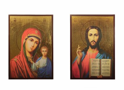 Икона венчальная пара Божья Матерь и Иисус Христос 2 иконы 14 Х 19 см L 139 фото