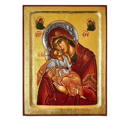 Писаная Эксклюзивная икона Божией Матери Гликофилуса 22,5 Х 28,5 см E 54 фото