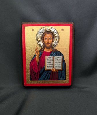 Писаная икона Иисуса Христа Вседержителя 11 &times; 13 см M 334 фото