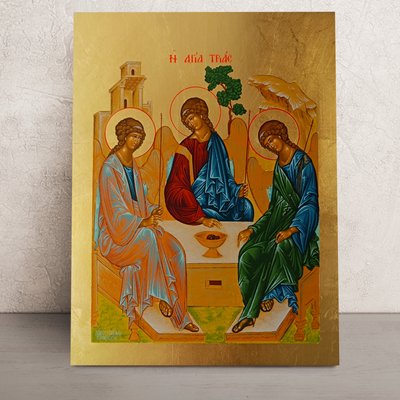Писаная икона Святой Троицы Рублева 25 Х 32,6 см m 201 фото
