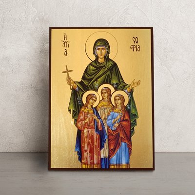 Ікона святі мучениці Віра, Надія, Любов та мати їх Софія 14 Х 19 см L 193 фото