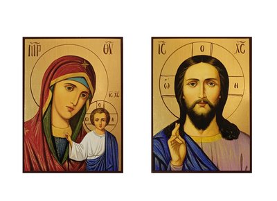Ікона вінчальна пара Божа Матір та Ісус Христос 14 Х 19 см L 739 фото