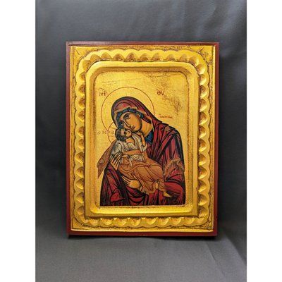 Писана грецька ікона Божої Матері Глікофілуса 18,5 &times; 23,5 см M 375 фото