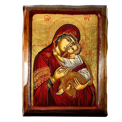 Деревянная писаная икона Божьей Матери Гликофилуса 23,5 Х 28,5 см m 144 фото