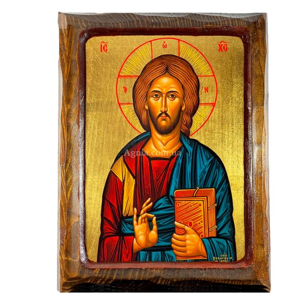 Деревянная писаная икона Спаситель Иисус Христос 23,5 Х 28,5 см m 145 фото