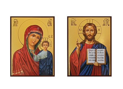Икона венчальная пара Богородица и Иисус Христос 14 Х 19 см L 742 фото