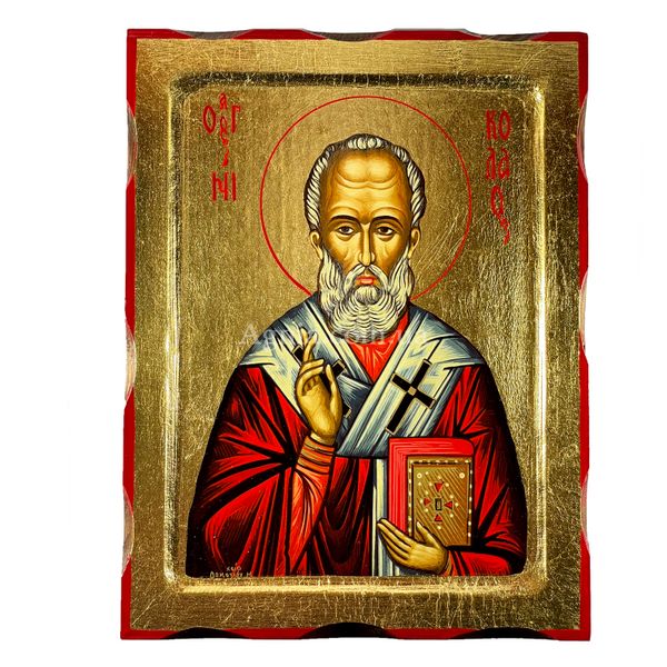 Писана ікона Святого Миколая Чудотворця 22,5 Х 28 см m 146 фото