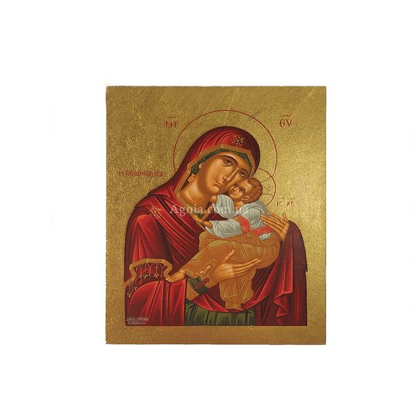 Икона Божьей Матери Гликофилуса писаная на холсте 9 Х 11,5 см m 88 фото