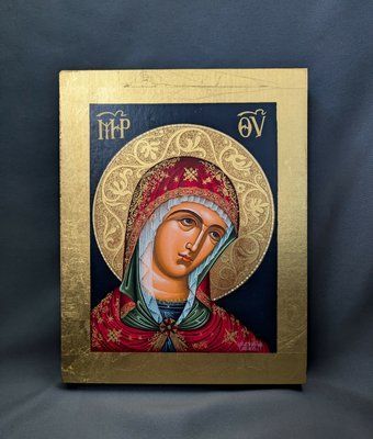 Писана грецька ікона Божої Матері 15 x 19 см M 69 B фото