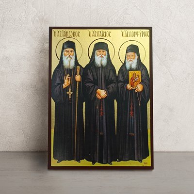 Ікона Святі Яков, Паїсій та Порфирій 14 Х 19 см L 883 фото