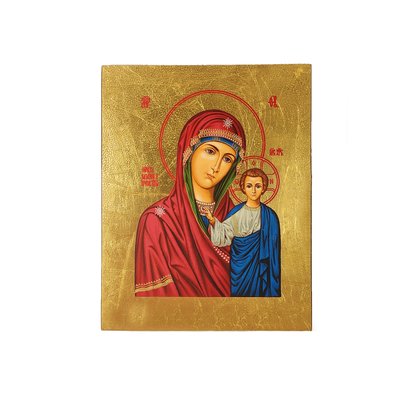 Казанська ікона Божої Матері писана на холсті 10 Х 13 см m 102 фото