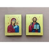 Писаная кона венчальной пары Божия Матерь Казанская и Иисус Христос 10 &times; 12,5 см M 104 фото
