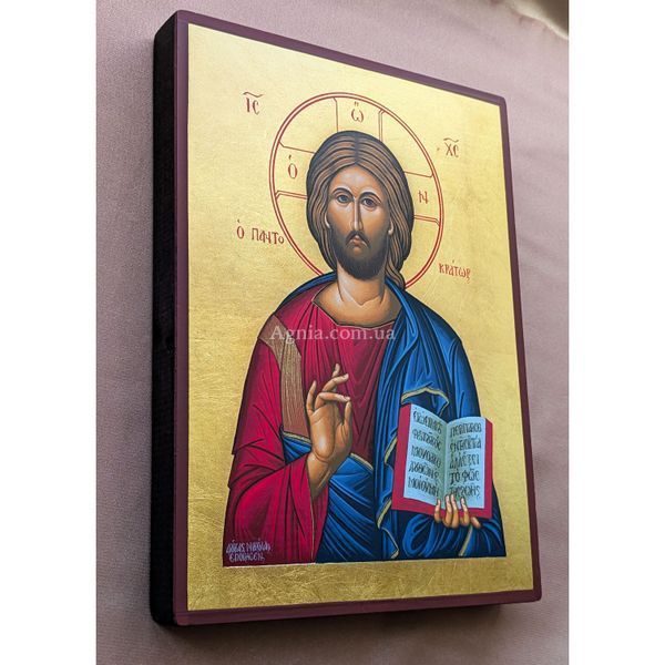 Писаная греческая икона Вседержитель Иисус Христос 19 &times; 26 см M 41 D фото