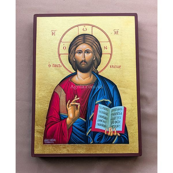Писаная греческая икона Вседержитель Иисус Христос 19 &times; 26 см M 41 D фото