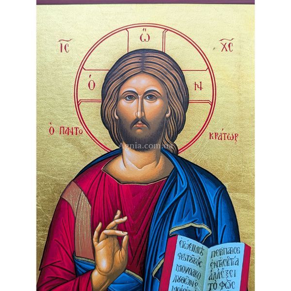 Писаная греческая икона Вседержитель Иисус Христос 19 &times; 26 см M 41 D фото