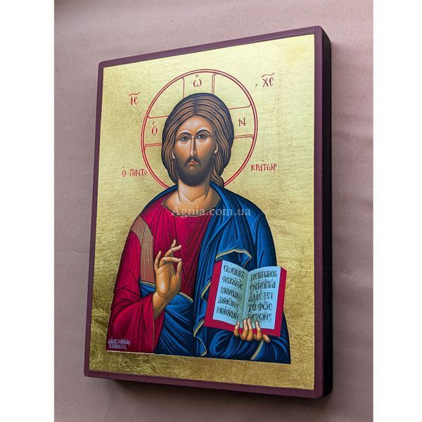 Писаная греческая икона Вседержитель Иисус Христос 19 &times; 26 см M 41 D фото