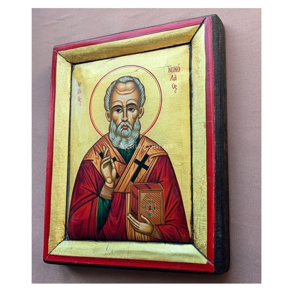 Писана грецька ікона Святого Миколая Чудотворця 17,5 &times; 22 см M 388 фото