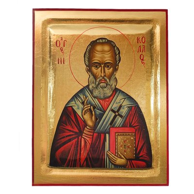 Писаная икона Святой Николай Чудотворец 22,5 Х 28 см m 110 фото