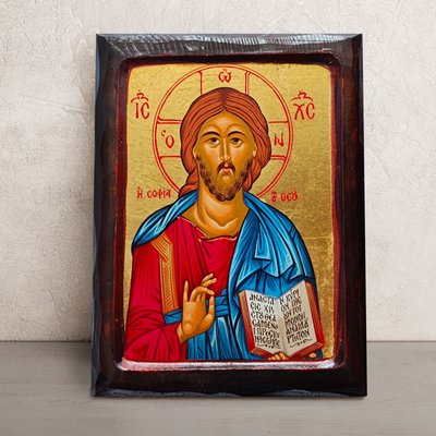 Писана ікона Пантократор Ісус Христос 23,5 x 29 см M 198 фото