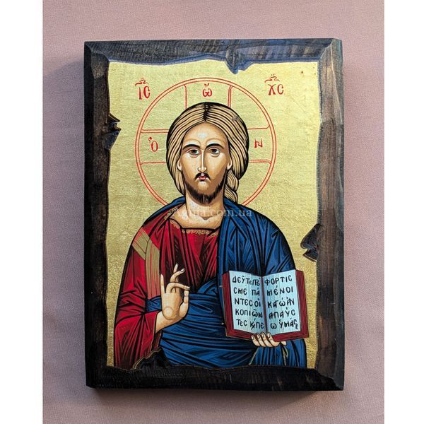 Писана грецька ікона Спаситель Ісус Христос 15,5 &times; 20 см M 398 фото