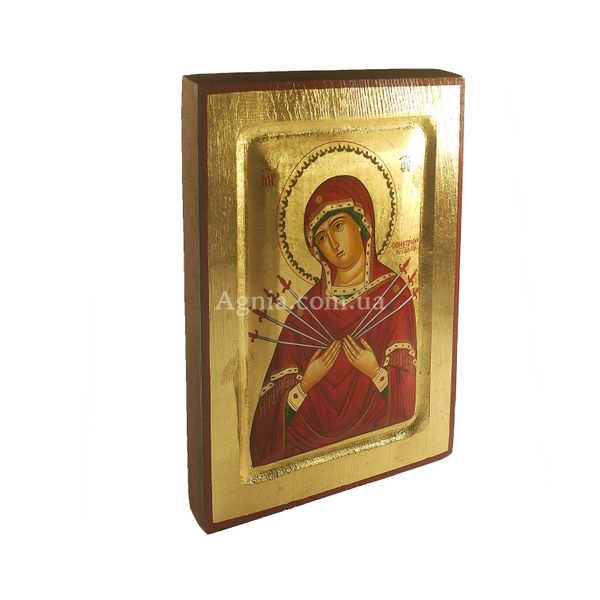 Писана ікона Божа Матір Семистрільна 16,5 Х 22,5 см m 62 фото