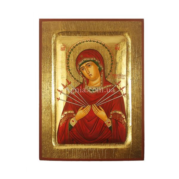 Писана ікона Божа Матір Семистрільна 16,5 Х 22,5 см m 62 фото